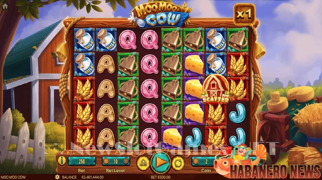 Nikmati keseruan dalam permainan slot online Moo Moo Cow dari Habanero yang menggunakan tema sapi ini menghadirkan nuansa ceria, simbol lucu seperti sapi, lonceng, rumput hijau, dan kandang kayu. Dengan grafis kartun yang menggemaskan, game ini cocok untuk Anda yang ingin bermain santai sambil tetap berpeluang menang besar!